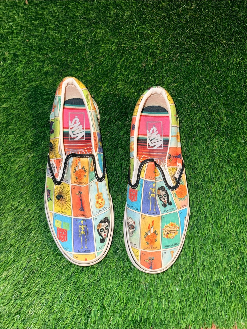 Vans Kids Slip-On Sneakers in Multicolor Lotería Panels